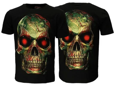 Produktbild von Totenkopf mit Septum Dragon Tattoo T-Shirt - L