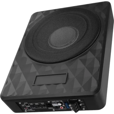 Produktbild von Ultraflacher Auto-Subwoofer - Aktiver Untersitz-Subwoofer Bassbox 25,4 cm - 12 V - 20–200 Hz - 2,8 Ω - Integrierter Verstärker - Schwarz