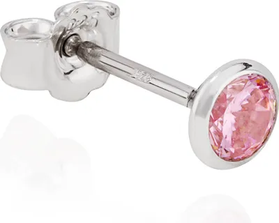 Produktbild von Einzel Kelch Ohrstecker 925 Silber anlaufgeschützt 4mm Zirkonia Rose Ohrring