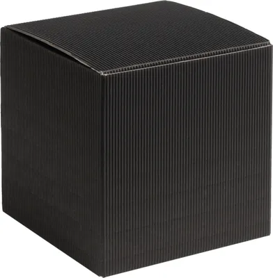 Produktbild von Geschenkbox Qubus aus offener Wellpappe, Geripptes Karton SCHWARZ, Format 7x7x7cm, 200 St.