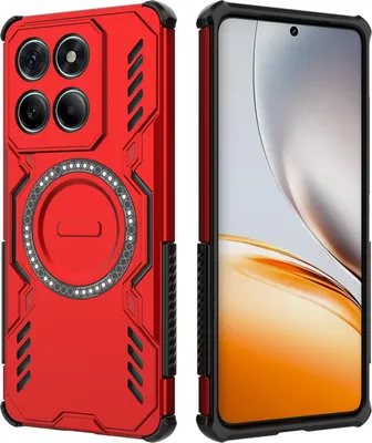 Produktbild von Magnetisch Hülle für Motorola Edge 60 Fusion, Hybrid PC TPU Bumper Stoßfestes Loch Wärmeableitung Handyhülle Rot
