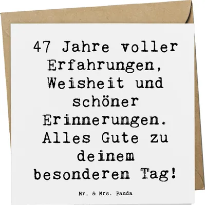 Produktbild von Mr. & Mrs. Panda Grußkarte Spruch 47. Geburtstag - Weiß - Geschenk, Geburtstagskind, Happy Birthday, Besondere Anlässe, anlasskarte, besonderer Tag, Glückwunschkarte