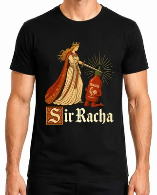 Obrázek produktu pro Pánské tričko "Sir Racha Scharfe Sauce Ritter Mittelalter", černé barvy, velikost L
