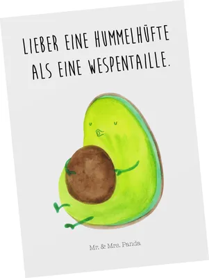 Produktbild von Mr. & Mrs. Panda Grußkarte Avocado Pfeifen - Weiß - Geschenk, Abnehmen, Ansichtskarte, Diät, Postkarte, Postkarten, Ansichtskarten, Fotokarte, Rund, Ernährung