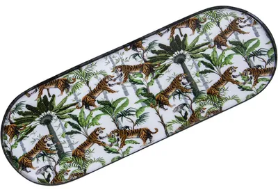 Zdjęcie produktu dla Zestaw składający się z dwóch metalowych tacek, ozdobionych motywem tygrysów, wielokolorowy, wymiary: 15 x 41 x 1 cm