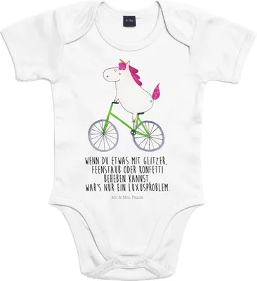 Produktbild von Mr. & Mrs. Panda Strampler Baby Einhorn Radfahrer 12. - 18. Monat - Heather Grey - Geschenk, Babystrampler, Rad, Unicorn, baumwolle, babykleidung body, Babybody, Bike