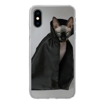Produktbild von MuchoWow® Handyhülle Schutzhülle Hülle für iPhone X Katze - Umhang - Schwarz Silikon Softcase Handy Hülle - Handyhülle