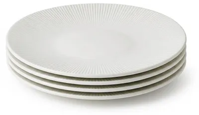 Produktbild von 4 keramische Dessertteller Relief ø 21 cm - creme, Lehm