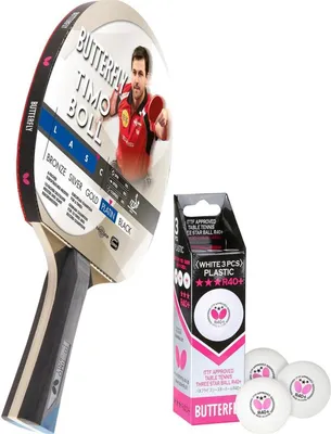 Produktbild von Butterfly 1x Timo Boll Platin 85026 Tischtennisschläger + 3x 40+ 3*** Tischtennisbälle | Tischtennisset Tischtennis Set TT Tabletennis