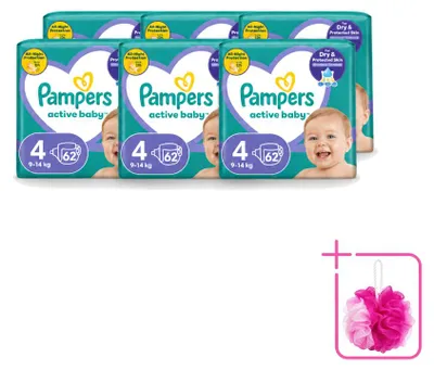 Image de 6 couches Pampers Active Baby, taille 4 (9-14 kg) - Pack économique - 6 couches