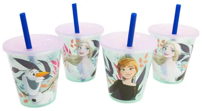 4 Kinderbecher mit Strohhalm Frozen 285 ml BPA-frei