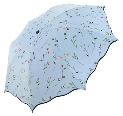 Image de Parapluie pliable 3 fois, double toit, 8 baleines, couleur bleue