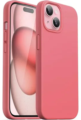 Zdjęcie produktu dla Silikonowe etui do iPhone 15 (6,1 cala), obudowa chroniąca całe urządzenie, odporna na wstrząsy, kolor: guawa