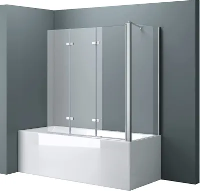 Produktbild von doporro Duschwand für Badewanne Badewannenaufsatz 70x130x140cm Duschabtrennung 6mm ESG-Sicherheitsglas inkl. NANO-Beschichtung Badewannenfaltwand