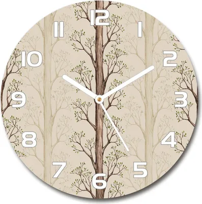 Produktbild von Wanduhr aus Glas 30fi Glasbild Glasuhr Gehärtetes Glas - weisse-zeiger - trees