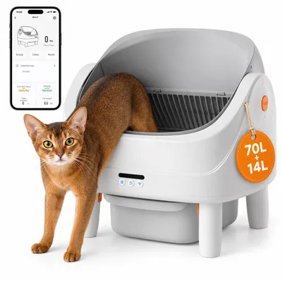 Produktbild von 70L+14L XXL Katzentoilette Selbstreinigendes Katzenklo Automatisches offenem Design & App, für Mehrkatzen, 8 Sicherheitssensoren, Geruchskontrolle
