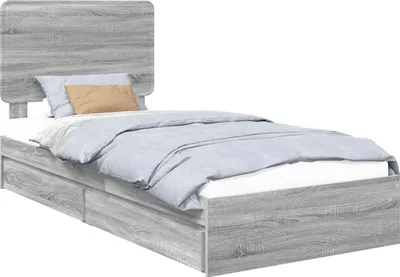 Image de Lit de Rangement Gris Sonoma 75 x 190 cm Bois d'ingénierie