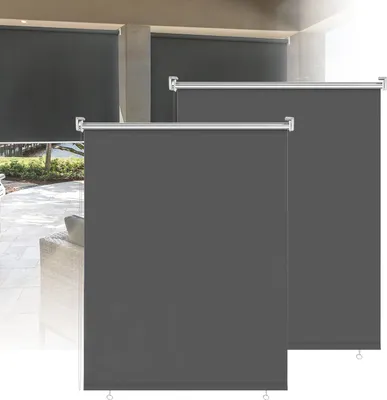 Produktbild von Faziango 2er Set Senkrechtmarkise 100x240 cm Balkonmarkise Dunkelgrau Sichtschutz Sonnenschutz UV beständig wasserdicht Balkon Terrasse