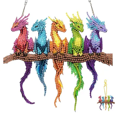 Diamantmalerei-Hänger Drachen, DIY-Set mit Kette, 1 Stück