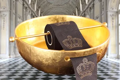 Produktbild von Noble schwarze deSIGNER Luxus-WC-Papier Rolle mit goldgeprägtem deSIGN KRONE