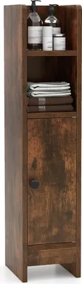 Produktbild von GOPLUS Badezimmerschrank schmal, Badschrank mit 3-stufig verstellbarem Regal, Tür, freistehende Badezimmermöbel für Badezimmer und Küche, 20 x 18 x 80 cm