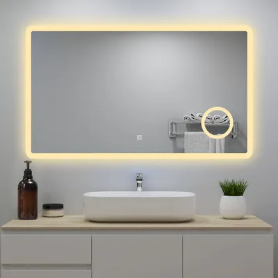 Produktbild von LED Badspiegel mit 3-fache Vergrößerung Beschlagfrei 140x80cm Badezimmer Spiegel mit Speicherfunktion Warm/Neutral/Kaltweiß Dimmbar CE IP44