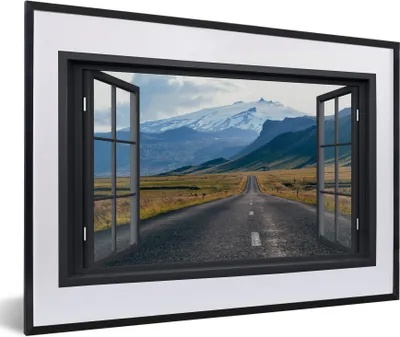 Produktbild von MuchoWow® MuchoWow® Gerahmtes Poster Aussicht - Berg - Straße 60x40 cm - Poster mit zchwarzem Bilderrahmen - Schlafzimmer - Plakat in Rahmen - Drucken