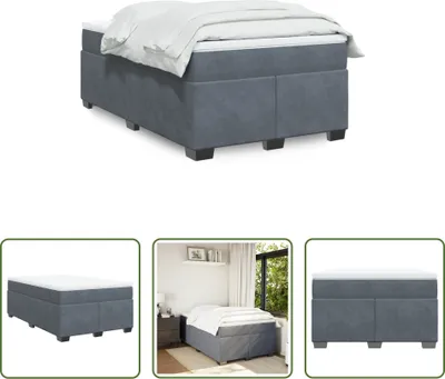 Produktbild von The Living Store Boxspringbett mit Matratze Dunkelgrau 120x190 cm Samt