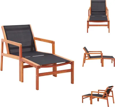 Immagine prodotto di vidaXL Sedia da giardino con poggiapiedi in legno massiccio di eucalipto e textilene - Sedie da giardino