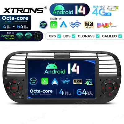 Produktbild von Xtrons PX7450FBLGS Android Autoradio Fiat 500 2007-2015 7 Zoll IPS Display