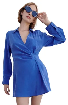 Obrázek produktu pro Dámské košilové šaty Zara, mini, modré, velikost S