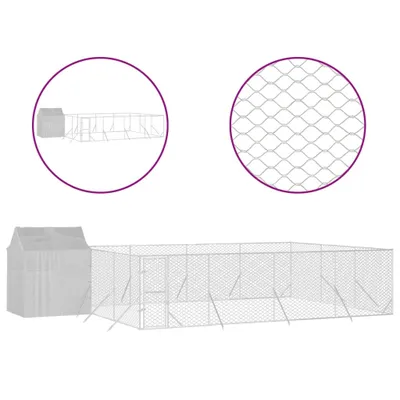 Produktbild von Outdoor-Hundezwinger mit Dach Silbern 10x6x2,5 m Stahl Verzinkt