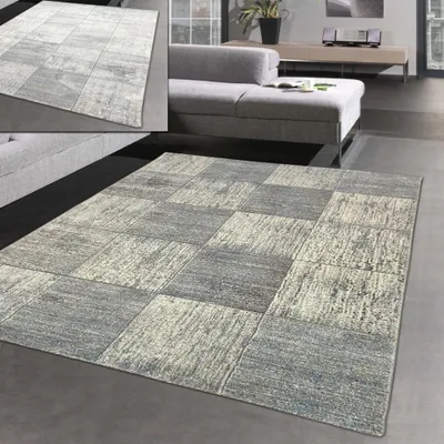 Obrázok produktu pre Jednofarebný dizajnový koberec do predsiene so štvorcami - sivý Veľkosť - 80 x 300 cm