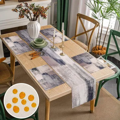 Produktbild von Vintage Tischdecke und Platzsets Set von 4 - Retro Design, Wasserdicht und Schmutzabweisend