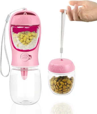 Produktbild von Hunde Wasserflasche tragbar, 350 ml, mit Trinknapf, für unterwegs