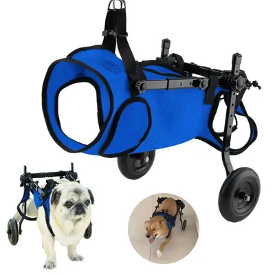 Produktbild von Verstellbarer Hunderollstuhl für Hinterbeine, stoßdämpfende Räder, ideal für behinderte, gelähmte oder verletzte Hunde 4–7 kg