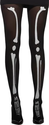 Produktbild von Knochen Strumpfhose - für Halloween Kostüm Damen Größe: M-L