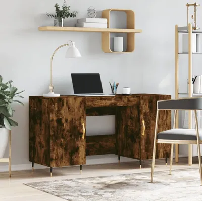 Produktbild von vidaXL Schreibtisch Räuchereiche 140x50x75 cm Holzwerkstoff - Schreibtisch - Schreibtische - Bürotisch - Computertisch