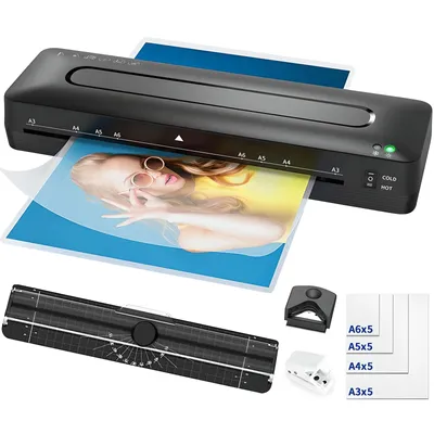 Image de HEYLAD Plastifieuse à froid/chaud A3 + 20 feuilles + trimmer + arrondisseur de coins + perforateur 2 min - 355 mm/min
