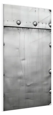 Produktbild von Magnettafel Glas 50 x 100 cm „Stahlplatten mit Nieten“ – Glasboard beschreibbar & magnetisch, inkl. 4 Neodym-Magnete, 2 Stifte & Tuch – Glas-Whiteboard Memoboard für Küche & Büro