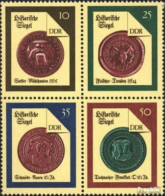 Produktbild von Briefmarken DDR 1988 Mi 3156-3159 Viererblock (kompl.Ausgabe) gestempelt Historische Siegel