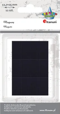 Zdjęcie produktu dla Magnesy prostokąty samoprzylepne 12,7x25mm 12szt Titanum