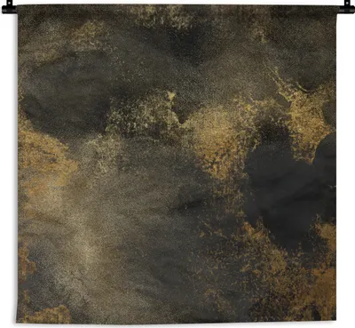 Produktbild von MuchoWow® Wandteppich Wandbehang Gold - Schwarz - Abstrakt 60x60 cm Tapisserie Dekoration Wandtuch - Dekorationen - Wand Decke