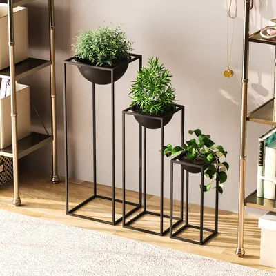 Produktbild von Evila Originals, GED-019, Nachbildungativer Topf, Schwarz, 100 % METALL, 28 x 28 x 80 cm