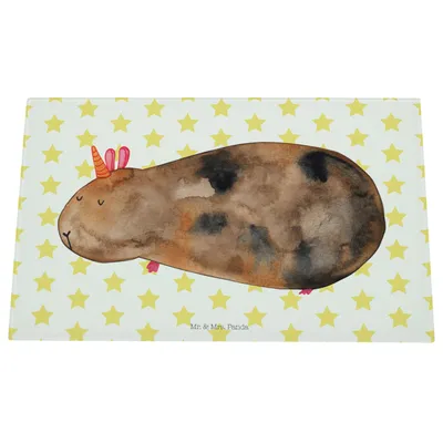 Produktbild von Mr. & Mrs. Panda Hackbrett Einhorn Meerschweinchen - Weiß - Geschenk, Glas Schneideplatte, Unicorn, schneidunterlage, Einhörner, Meerhörnchen, Meerschwein, schneidbrett