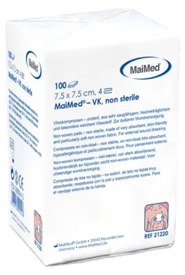 Produktbild von 20x MaiMed-VK-unsteril 7,5x7,5cm 4-f.,100 St./Papiertü | Packung (100 Stück)