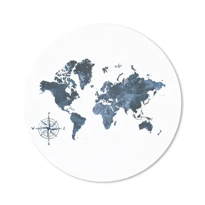 Produktbild von MuchoWow® Mauspad Mousepad Weltkarte - Blau - Kompass 30x30 cm - Mousepads - Maus Mat - Pad - Mausunterlage - Tischunterlage - Schreibtischmatten