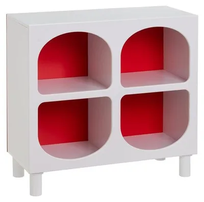 Produktbild von Kinderregal aus MDF-Holz in Weiß und Rot