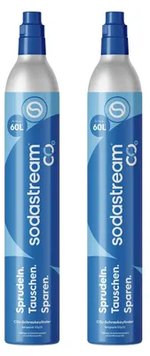 Productafbeelding van SodaStream - 2 x CO2-cilinders voor bruiswaterapparaat, blauwe schroefdraad-gaspatronen