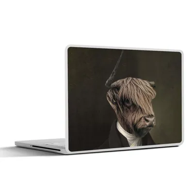 Produktbild von MuchoWow® Laptop Aufkleber Sticker Cover Schottischer Highlander - Malerei - Tierkopf 30x22 cm - Laptop-Sticker